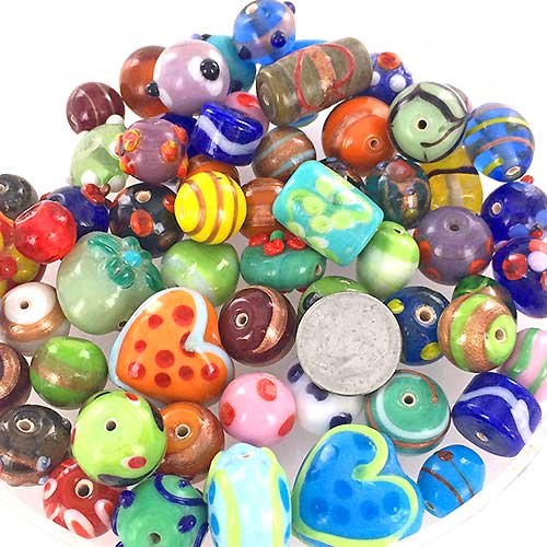 eCrafty's Everything But the Kitchen Sink! ONLY LAMPWORK Glass Beads Mix 1/2 Lb