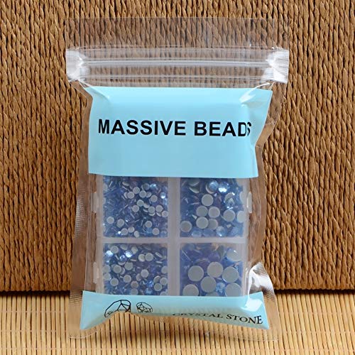 4000Pcs Mixed Size Hot Fix Round Crystals Gems Glass Stones Hotfix Flat Back Rhinestones (Light Blue) - color: Light Blue, size: 4000 Count (Pack of 1)
