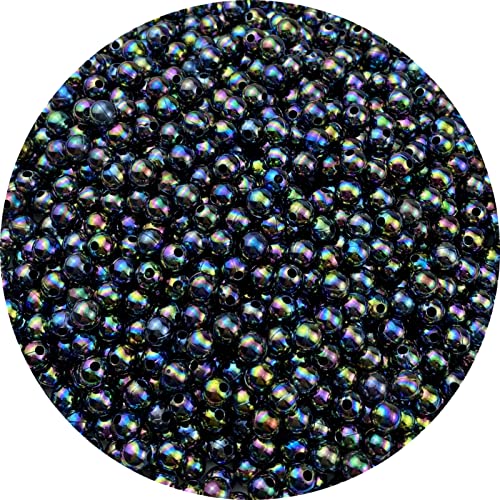 1000pcs Pearl Beads for Crafts 6mm AB Colors Round Loose Pearl Beads for Necklaces Bracelets Earrings Jewelry Making Home Decoration(Black AB) - color: Black AB, size: 6mm