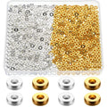 800 Pcs 6mm Flat Spacer Beads for Jewelry Making, Rondelle Disc Beads Bulk, Gold & Mixed Color Bead Spacers for Bracelets Necklaces DIY Crafts(Gold, Silver) - color: Gold, Silver
