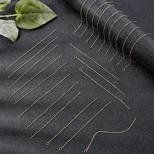 UNICRAFTALE 24pcs About 90mm Golden Ear Threads Hypoallergenic Stainless Steel Ear Threads Earring Threader with Loop for Jewelry Earring Making 0.8mm Pin - color: Golden, size: 90mm