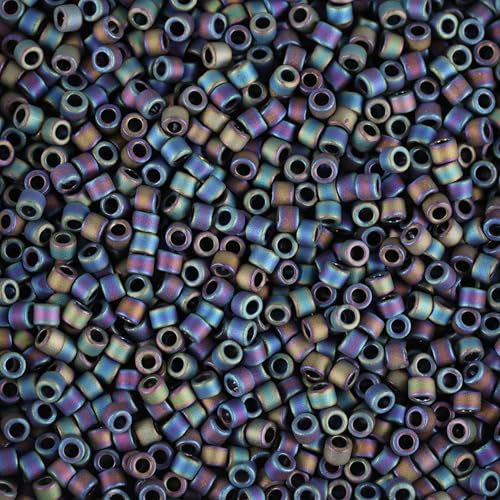 Miyuki Delica Seed Beads – Size 11/0 (1.6 mm), DB0871, Matte Opaque Gray AB, 7.2 g, Approx. 1440 Beads, Made in Japan - color: DB0871 - Matte Opaque Gray AB