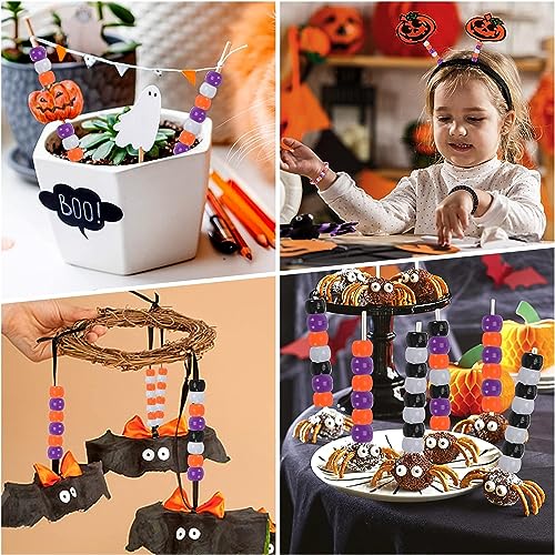 Looconi 1000 Pieces 6x9mm Black Orange Purple Acrylic Plastic Pony Beads for Halloween - color: Halloween1000