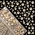 4000Pcs Mixed Size Hot Fix Round Crystals Gems Glass Stones Hotfix Flat Back Rhinestones (Light Champagne) - color: Light Champagne, size: 4000 Count (Pack of 1)