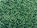 Czech Bugle Beads 40 gr / 1.4 oz Glass Tube Size #3 7mm (Green Silver Lined) - color: Green Silver Lined