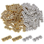 PH PandaHall 100pcs Tibetan Style Alloy Multi-Strand Links 3-Holes Rectangle Spacer Bar Metal Beads with Flower Tibetan Tila Beads for Summer Bracelet Necklace Jewelry Making