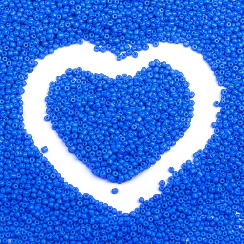 8/0 Glass Seed Beads Bulk, Blue 3mm Tiny Round Craft Seed Bead, Small Mini Pony Beads for Jewelry Making Bracelet Necklace Wrist Beading Weaving Supplies, 2500pcs - color: Blue
