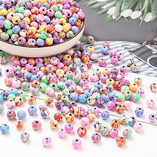 DAHI 250pcs 6mm Polymer Clay Beads Round Beads for Making Bracelet Necklace Earring Accessories DIY Handmade Craf（6mm） - size: 6x6mm