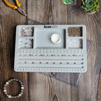 The Beadsmith Mini Bead Board - Grey Flocked, 4 Straight Channels, 5 Recessed Compartments, 7.75 x 11.25 inches, Design Boards for Creating Bracelets, Necklaces and Other Jewelry - size: 4 Straight Channel w/ Cover