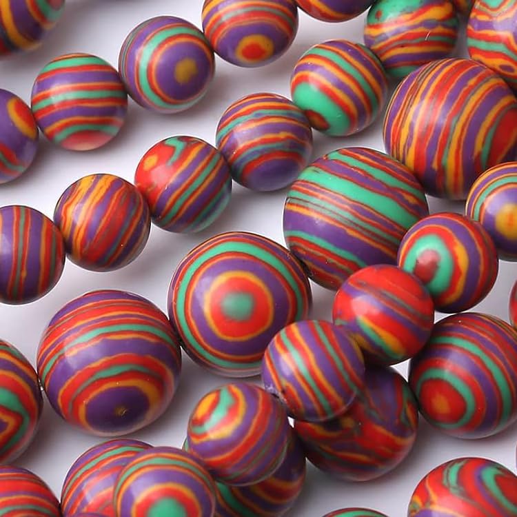 Painted Peacock Turquoise Stone Beads for Jewelry Making DIY Bracelet Necklace Gemstone Round Crystal 1 Strand 15.5inch 45PCS 8MM - color: Painted peacock turquoise, size: 8MM
