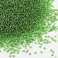 Transparent Green with Silver Lined Beads Size 8/0 Crafts Glass Seed Beads 3mm for Jewelry Making (Total About 100g About 3600pcs) - color: Transparent Green with Silver Lined, size: 3mm