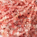 90 Inches Cherry Quartz Irregular Shaped Crystal and Healing Tumbled Chip Stone Beads for Jewelry Making - color: Light Red-Cherry Quartz