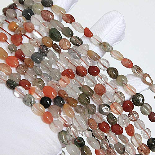 MJDCB Natural Irregular Shape Stone Beads 6-8mm Colour Quartzrutilated Gemstone Energy Cured for Jewelry Making Necklaces - color: Colour Quartzrutilated