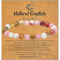 MAIBAOTA Healing Crystal Bracelet for Women Men, 8/4 mm Natural Stone Beaded Bracelets, Jewelry Birthday Gifts, Round Gemstones Stretch Bracelets - color: Multi-Watermelon, size: 8 mm