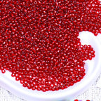 2000pcs Glass Seed Beads Bulk, 4mm 6/0 Mini Pony Spacer Small Individual Color Seed Beads for DIY Bracelet Necklaces Wrist Jewelry Making, Frosted Silver Bright Red - color: Frosted Silver Bright Red