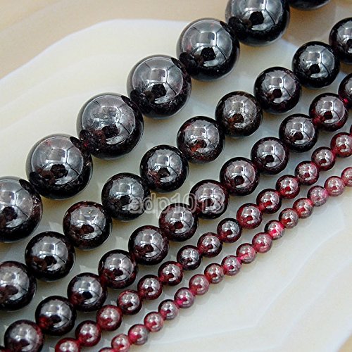 Wholesale Smooth Natural Gemstone Round Loose Beads 15" 4mm 6mm 8mm 10mm 12mm (6mm, Dark Red Garnet) - color: Dark Red Garnet, size: 6mm