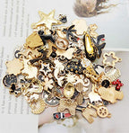 30pcs Mixed Enamel Charms Pendants for Jewelry Making Bulk lot Necklace Earrings Bracelet Craft Findings - color: Black