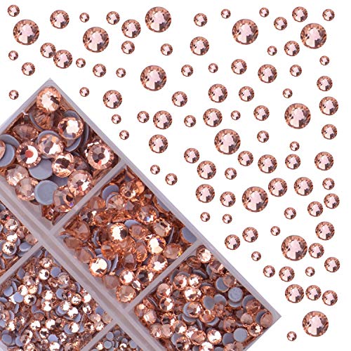 4000Pcs Mixed Size Hot Fix Round Crystals Gems Glass Stones Hotfix Flat Back Rhinestones (Champagne) - color: Champagne, size: 4000 Count (Pack of 1)