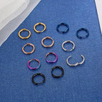 316L Surgical Stainless Steel Small Hoop Earrings 8mm 10mm 12mm 14mm Hypoallergenic Huggie Hoop Earrings Helix Lobes Hinged Sleeper Earrings Cartilage Piercings - color: C: Diameter 12mm (6 Color),6 Pairs