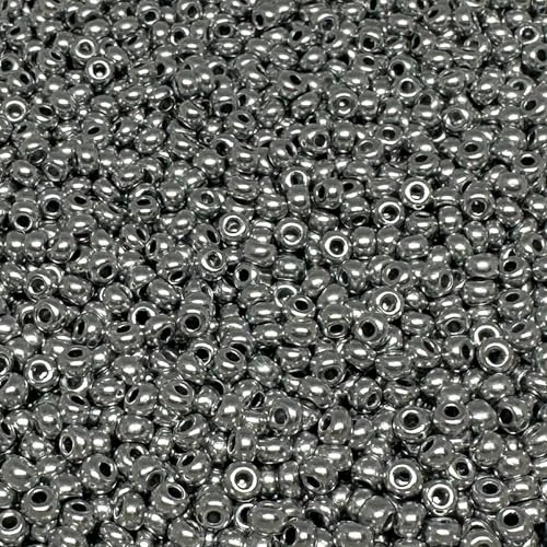Czech 8/0 Glass Seed Beads 20 Grams 800 Pcs (Aluminium Silver) - color: Aluminium Silver