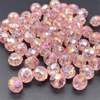 415pcs Rondelle Crystal Glass Beads 2mm 4mm 6mm 8mm Mixed Sizes, Faceted Briolette Spacer Czech Seed Loose Beads for DIY Jewelry Making (Pink) - color: PInk