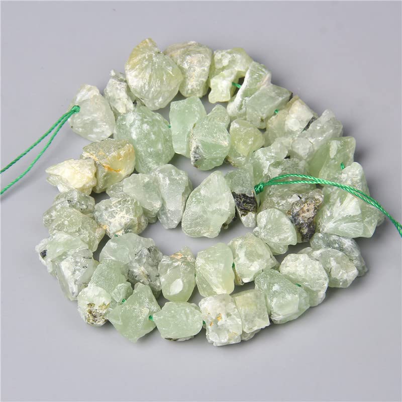 10-13mm Natural Irregular Freeform Raw Prehnite Stone Nugget Beads Reiki Crystal Healing Minerals Quartz Bead DIY Jewelry Making - color: Prehnite