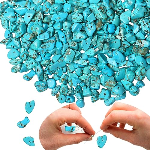 XIANNVXI Blue Turquoise, Beads Natural Chip Stone Beads 400Pcs Crystal Bead 5-8mm Irregular Healing Crystal Loose Rocks for DIY Jewelry Making - color: A-Blue Turquoise