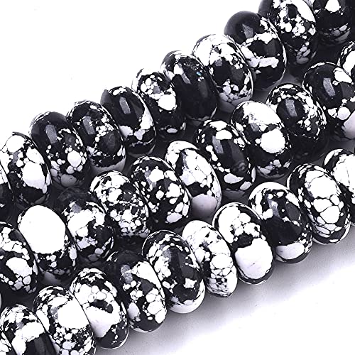 Cheriswelry 10pcs 14mm Black Synthetic Turquoise Rondelle Stone Beads Smooth Gemstone Loose Spacer Beads Charms Earring Bracelet Necklace Connector Beads for DIY Craft Jewelry Making - color: Black Synthetic Turquoise