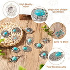 Mega Pet 16Pcs Turquoise Alloy Chandelier Components Tibetan Style Flat Round Oval with Stone Connector Charms Antique Filigree Link Charms for Women DIY Necklace Earring Jewelry Making - color: Mixed Shapes