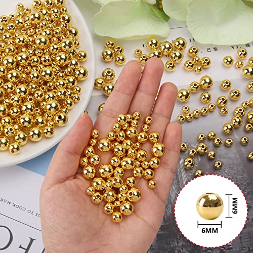 BONNY BOXX Quality Glossy ABS Imitation Pearl Beads with Hole 6/8/10MM Round Plastic Acrylic Spacer Bead for DIY Craft Jewelry Making Supplies (Gold, 6MM, 700pcs) - color: Gold, size: 6MM