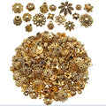 BronaGrand 100 Gram(About 250-350pcs) Bali Style Jewelry Making Metal Bead Caps Deluxe New Mix,Antique Gold - color: Antique Gold