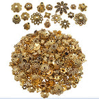 BronaGrand 100 Gram(About 250-350pcs) Bali Style Jewelry Making Metal Bead Caps Deluxe New Mix,Antique Gold - color: Antique Gold