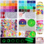 2500 PCS Pony Beads Jewelry Making Kit – 96 Colors, UV Color Changing & Glow Alphabet Beads, Heart Bow Crystal String, Tools, Gift Box for DIY Bracelets, Necklaces - color: Style A