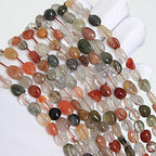 MJDCB Natural Irregular Shape Stone Beads 6-8mm Colour Quartzrutilated Gemstone Energy Cured for Jewelry Making Necklaces - color: Colour Quartzrutilated