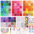 QUEFE 4900pcs Pony Beads Kandi Bracelet Kit, Friendship Bracelet Making Kit with 84 Colors Kandi Beads, Hair Beads and Letter Heart for Craft Gifts Bracelets Jewelry Making with Elastic Strings - color: B-84 colors