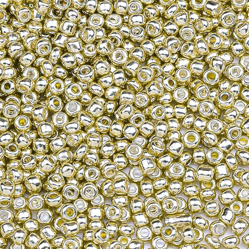 2000pcs Glass Seed Beads Bulk, 4mm 6/0 Mini Pony Spacer Small Individual Color Seed Beads for DIY Bracelet Necklaces Wrist Jewelry Making, Bright Gold - color: Bright Gold