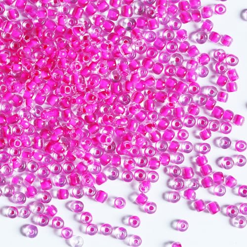 Bulk 4mm Rose Red Seed Beads for Jewelry Making 110 Grams About 1600pcs,6/0 Glass Craft Beads for Making Earrings, Bracelets, Pendants, Waist Jewelry, DIY Handmade Seed Beads (Rose Red-AB, 4mm) - color: Rose Red, size: 4mm