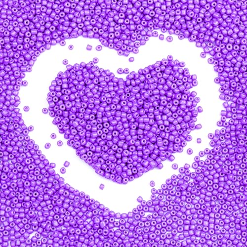 8/0 Glass Seed Beads Bulk, Light Purple 3mm Tiny Round Craft Seed Bead, Small Mini Pony Beads for Jewelry Making Bracelet Necklace Wrist Beading Weaving Supplies, 2500pcs - color: Light Purple
