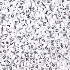 Song Xi 1200pcs White Round Acrylic Alphabet Beads - Black Letter Beads 4x7mm for Bracelets and Jewelry Making Key Chains - color: 1200pcs white black letter