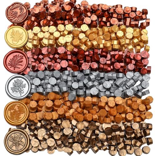 600pcs Metallic Wax Seal Beads, 6 Assorted Metallic Colors for Wax Seal Stamp, Wedding Letter Envelope Decor, Wine Bottle Sealing - color: Metallic