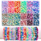 BONNY BOXX 1020PCs 6 & 8MM Gradient Mermaid ABS Pearl Beads Set for Jewelry Making Loose Round Faux Pearls with Holes for Bracelet Necklace Earring Accessories Vase Filler - color: Gradient Mermaid ABS Pearl Beads Set