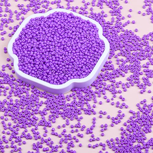 8/0 Glass Seed Beads Bulk, Light Purple 3mm Tiny Round Craft Seed Bead, Small Mini Pony Beads for Jewelry Making Bracelet Necklace Wrist Beading Weaving Supplies, 2500pcs - color: Light Purple