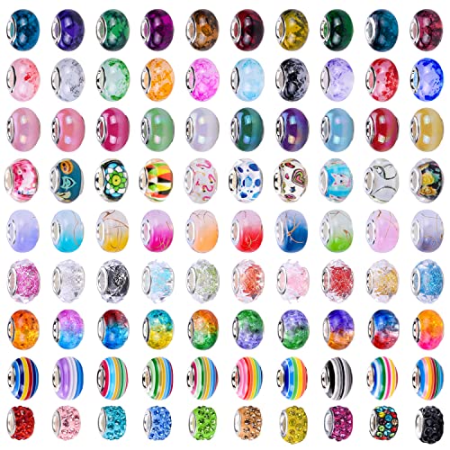 European Large Hole Beads Spacer Beads Charm Fairy Wands Beads Rhinestone Craft Beads for DIY Bracelet Jewelry Making (9 Style 180 Pieces) - color: 9 Style 180 Pieces