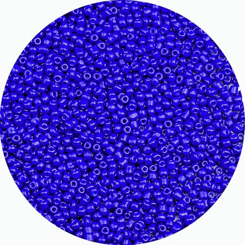 2mm Glass Seed Beads Bulk, Royal Blue 12/0 Tiny Round Seed Bead, Small Mini Pony Craft Beads for Bracelet Necklace Wrist Jewelry Making Beading Weaving DIY Crafts Supplies - color: Royal Blue