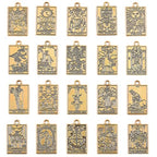 SUNNYCLUE 1 Box 40Pcs 20 Styles Tarot Card Charms Occult Charms Bulk Antique Gold Rectangle Metal Magic Divination Alloy Gothic Pendants for Jewelry Making Halloween Necklace Bracelet Earrings DIY - color: Antique Gold