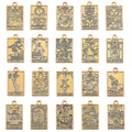 SUNNYCLUE 1 Box 40Pcs 20 Styles Tarot Card Charms Occult Charms Bulk Antique Gold Rectangle Metal Magic Divination Alloy Gothic Pendants for Jewelry Making Halloween Necklace Bracelet Earrings DIY - color: Antique Gold