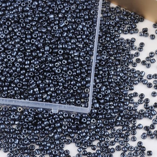 Size 4 mm 6/0 Glass Seed Beads, 2100 Pcs Small Mini Spacer Loose Pony Beads for Jewelry Making and DIY Crafts (Black) - color: Black, size: Large