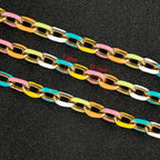 UMAOKANG 2 Yard Gold Plated Chain for Jewelry Making Stainless Steel Chains Bulk Colorful Enamel Paperclip Chain Roll with Jump Rings and Lobster Clasps - color: Light Colorful