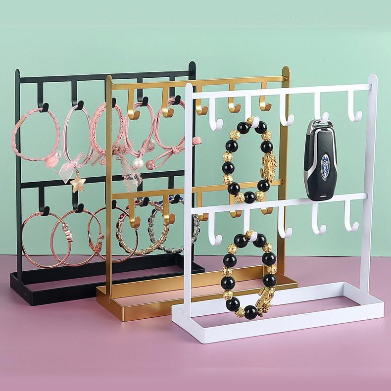 LXZ 1 PC Tabletop Hook Rack – Jewelry Stand Holder – White Hangers for Necklaces Keys Brace laces Ear Rings - color: White