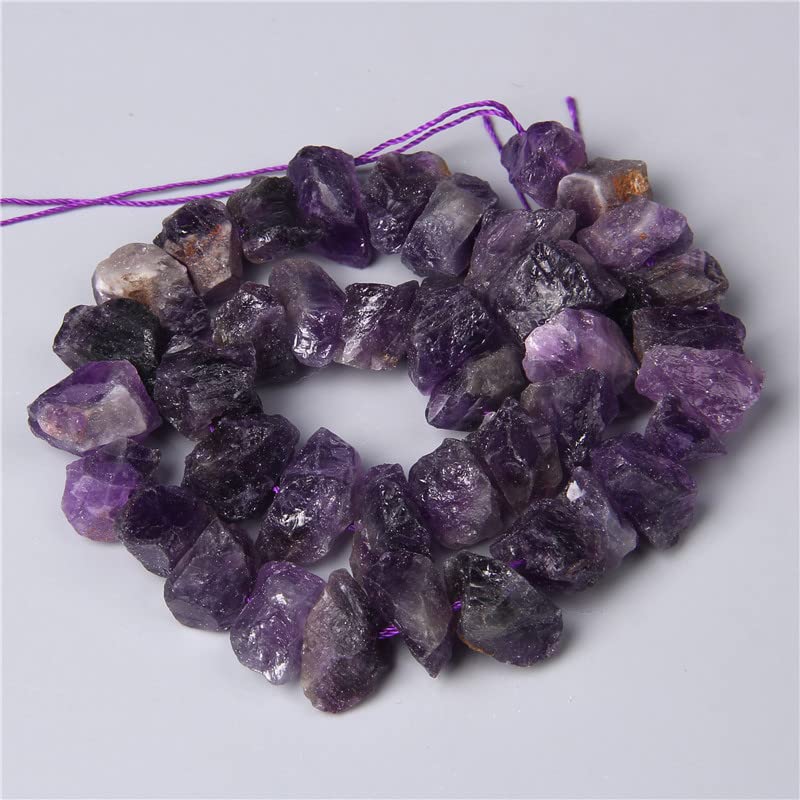 10-13mm Natural Irregular Freeform Raw Amethyst Stone Nugget Beads Reiki Crystal Healing Minerals Quartz Bead DIY Jewelry Making - color: Amethyst